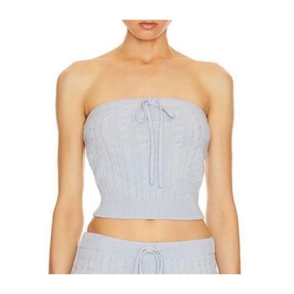 NWT HELSA Taiki Cable Tube Top in Pale Blue - Picture 1 of 7